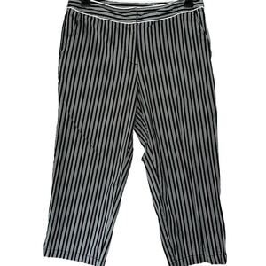Venezia‎ black & white striped cropped pants 14